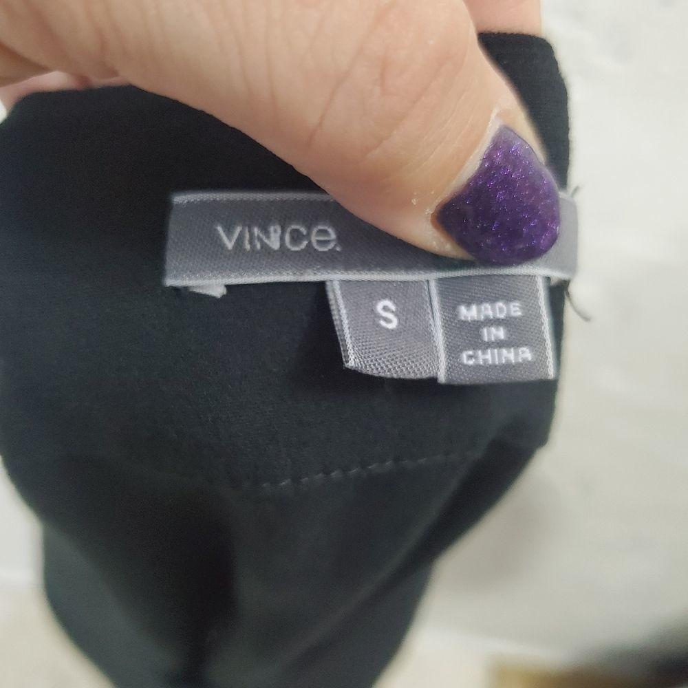 Vince  sheer  V neck Long sleeve  solid black silky blouse size  small - Picture 4 of 15